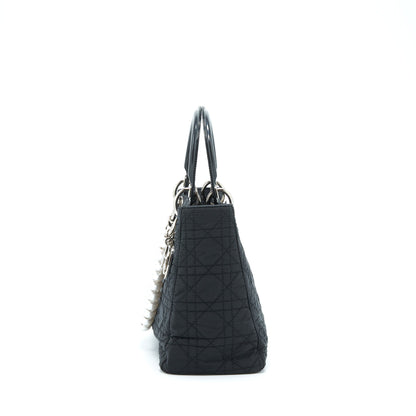 Dior Vintage Medium Lady Dior Nylon/Fabric Black