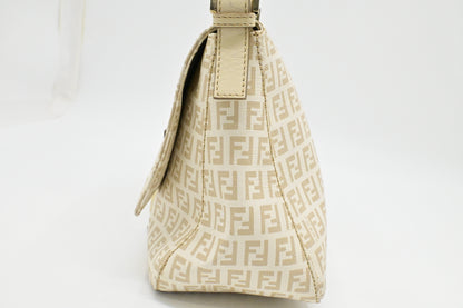 Fendi Mama Baguette in White Zucchino Coated Canvas