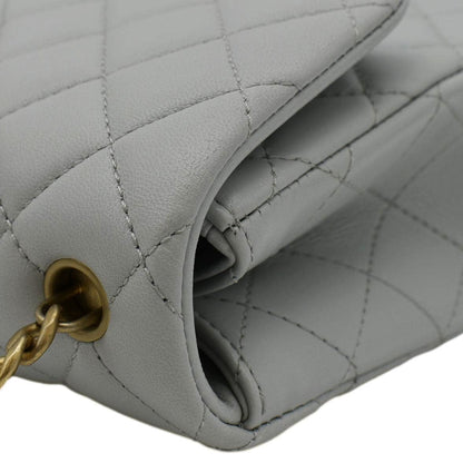 CHANEL Sweet Camellia Flap Adjustable Chain WOC Quilted Leather Crossbody Bag Light Blue