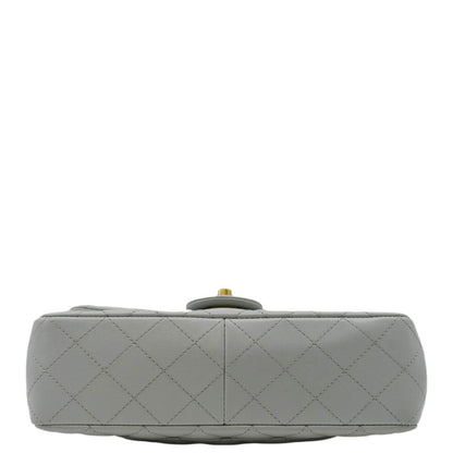 CHANEL Sweet Camellia Flap Adjustable Chain WOC Quilted Leather Crossbody Bag Light Blue