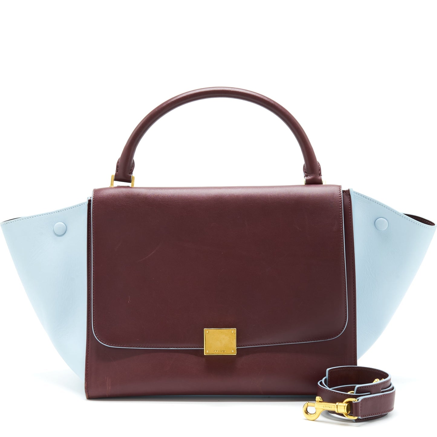 Celine Trapeze Purse Burgundy / Light Blue