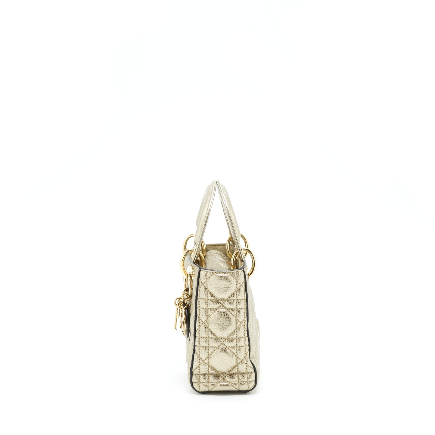Dior Mini Lady Dior Supple Grained Calfskin Metallic Gold