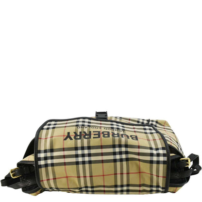 Luxury Burberry Vintage Check Flap Nylon Diaper Bag Beige