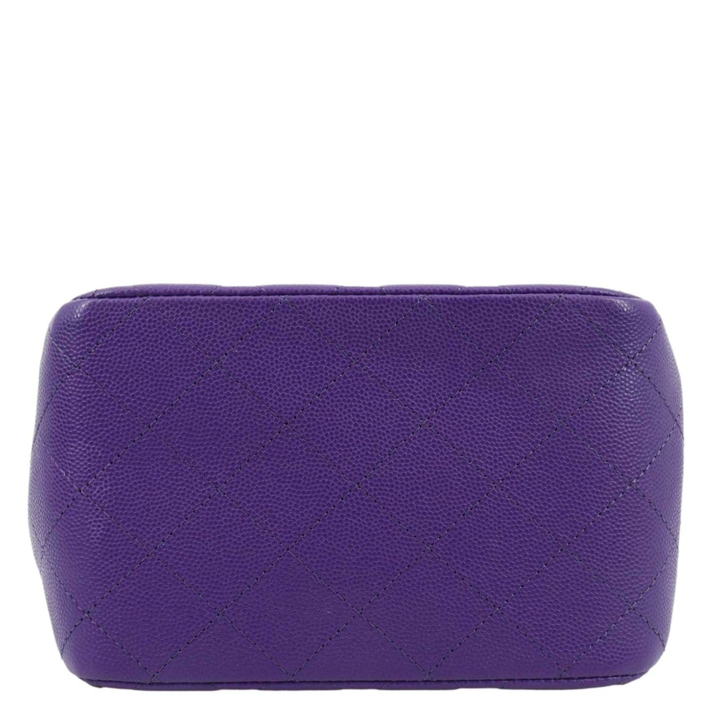 CHANEL CC Quilted Caviar Leather Tote Bucket Bag Purple