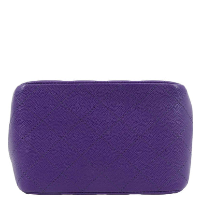 CHANEL CC Quilted Caviar Leather Tote Bucket Bag Purple