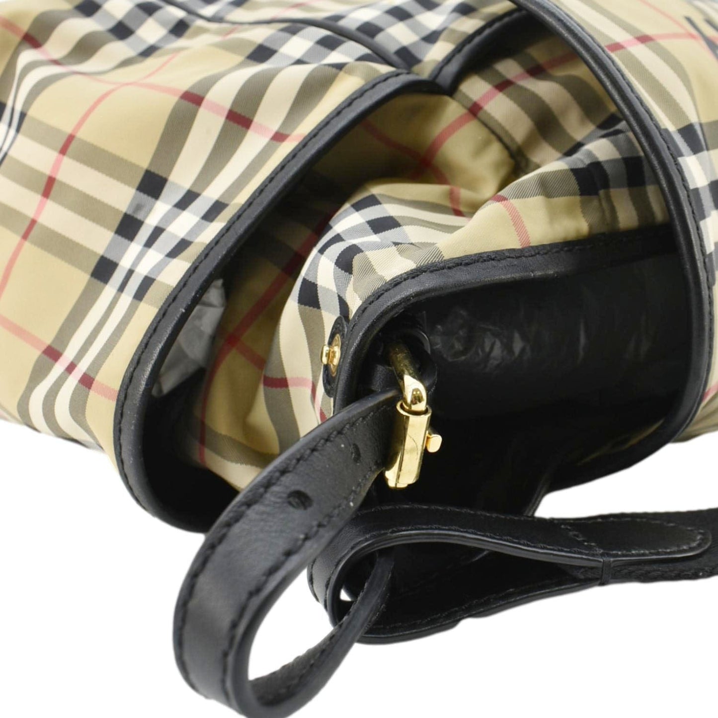 Luxury Burberry Vintage Check Flap Nylon Diaper Bag Beige