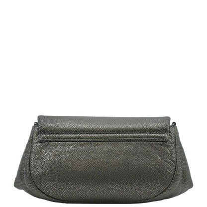 CHANEL Half Moon Caviar Leather Wallet on Chain Crossbody Bag Gray