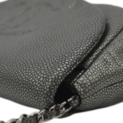 CHANEL Half Moon Caviar Leather Wallet on Chain Crossbody Bag Gray
