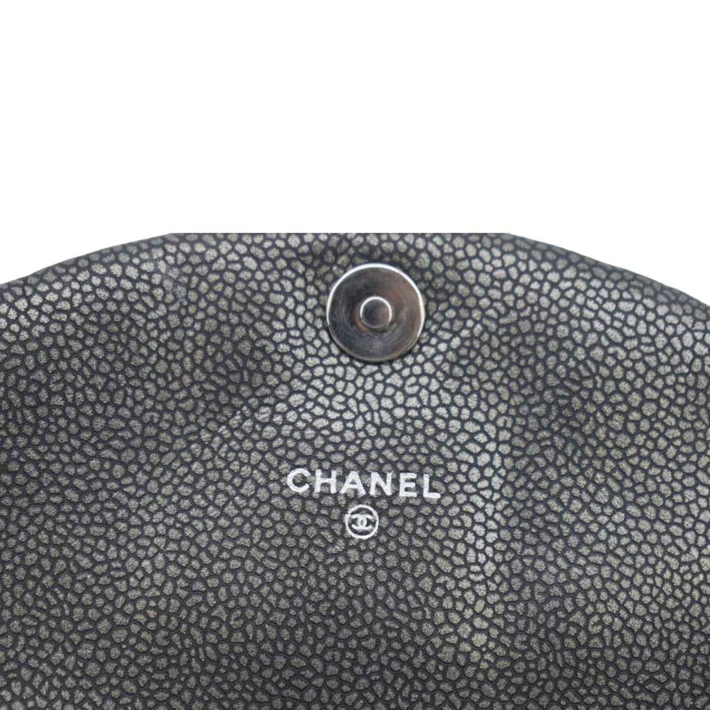 CHANEL Half Moon Caviar Leather Wallet on Chain Crossbody Bag Gray