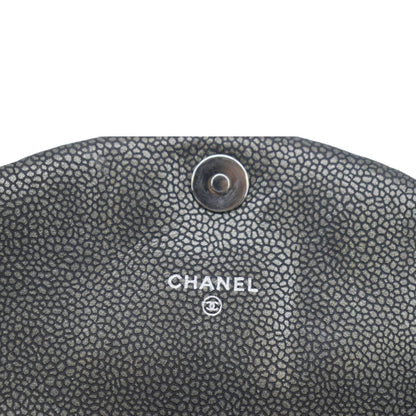CHANEL Half Moon Caviar Leather Wallet on Chain Crossbody Bag Gray