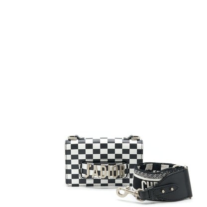 Dior Mini Jâadior Flap Purse Black/ White With Wide Shoulder Strap