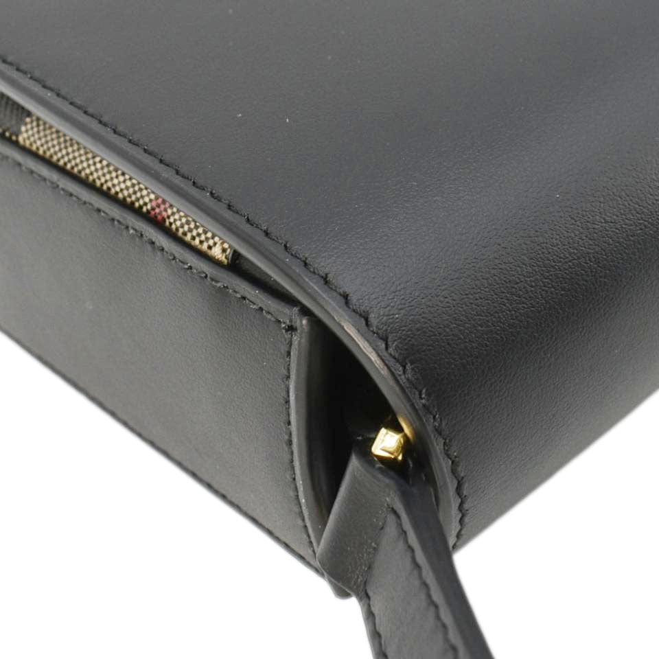 BURBERRY Hampshire Vintage Check Leather Crossbody Bag Black