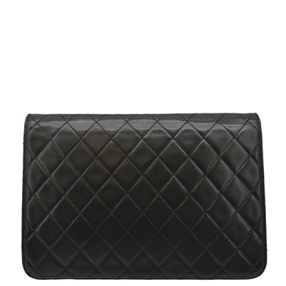 CHANEL Half Flap Medium Quilted Leather Shoulder Bag Black