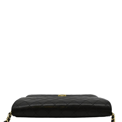 CHANEL Half Flap Medium Quilted Leather Shoulder Bag Black