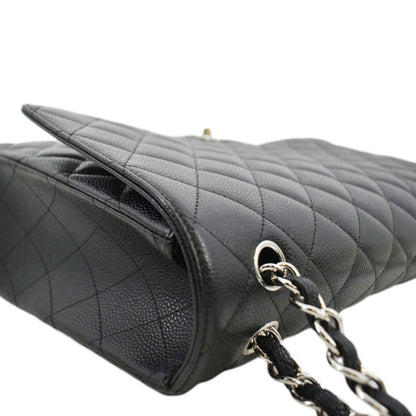 CHANEL Classic Maxi Single Flap Quilted Caviar Leather Shoulder Bag Black