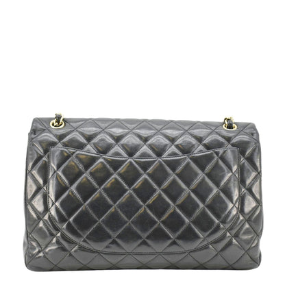 CHANEL Maxi Classic Single Flap Quilted Leather Crossbody Bag Black