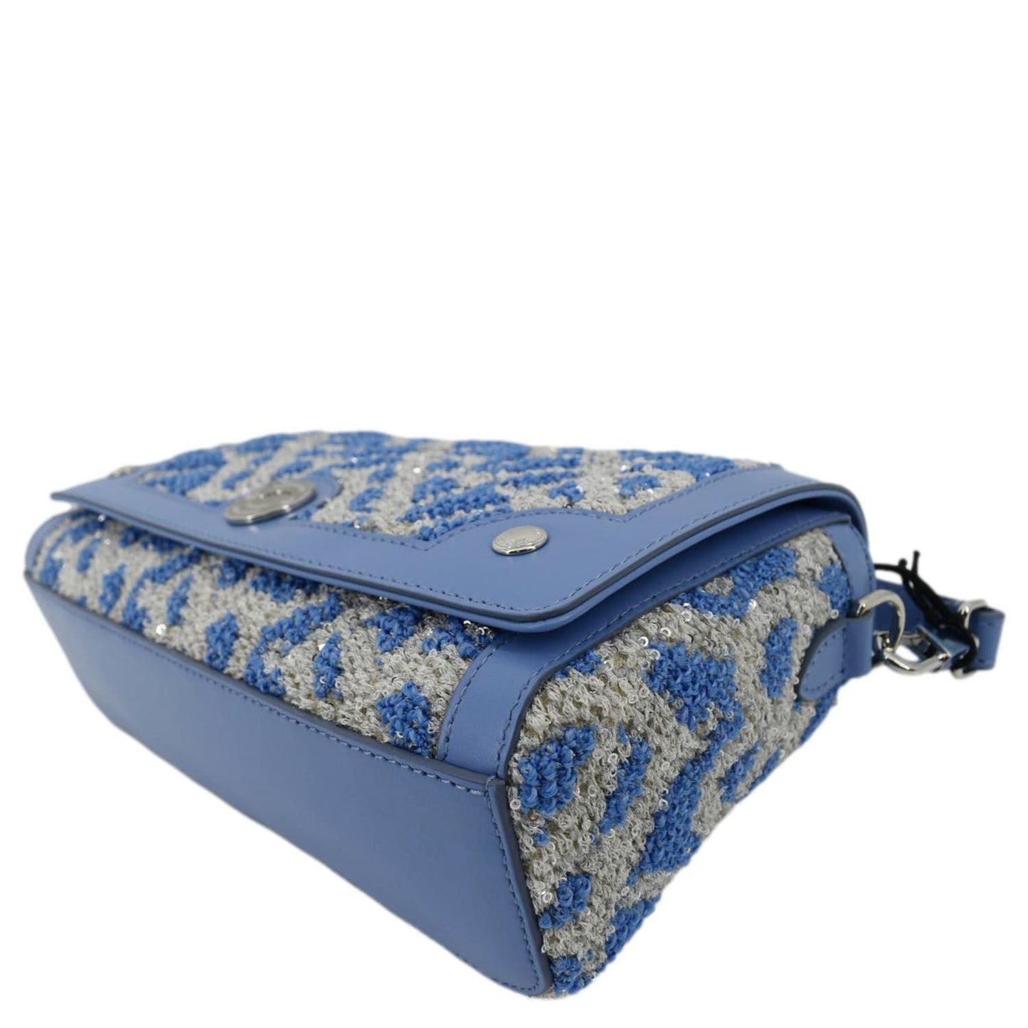 BURBERRY Note TB Small Sequins Yarn Shoulder Bag Blue