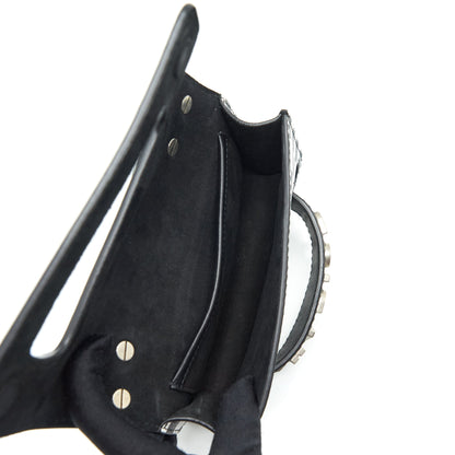 Dior Mini Jâadior Flap Purse Black/ White With Wide Shoulder Strap
