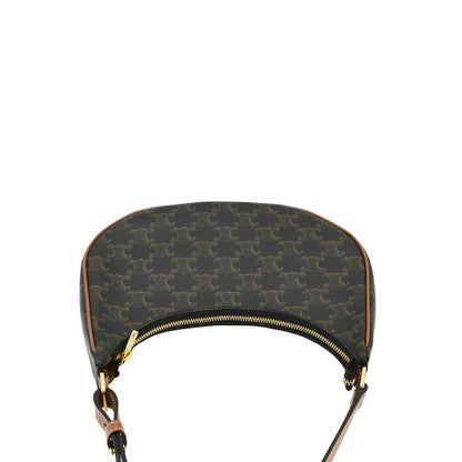 CELINE Ava Triomphe Canvas Calfskin Shoulder Bag Tan