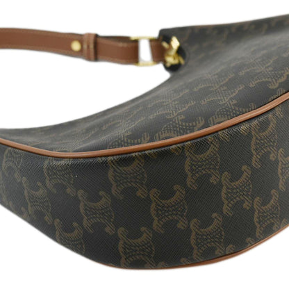 CELINE Ava Triomphe Canvas Calfskin Shoulder Bag Tan