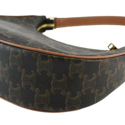 CELINE Ava Triomphe Canvas Calfskin Shoulder Bag Tan