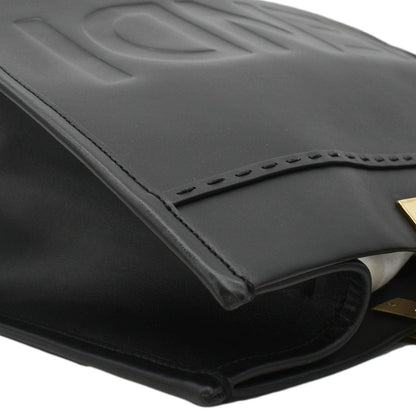 FENDI Sunshine Plexiglass Medium Leather Shopper Tote Bag Black
