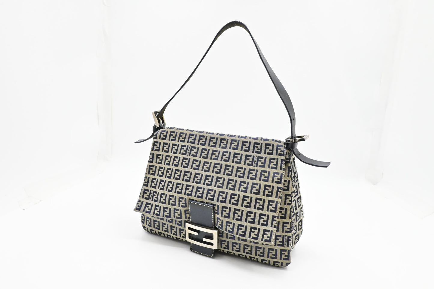 Fendi Mama Baguette in Navy Zucca Canvas