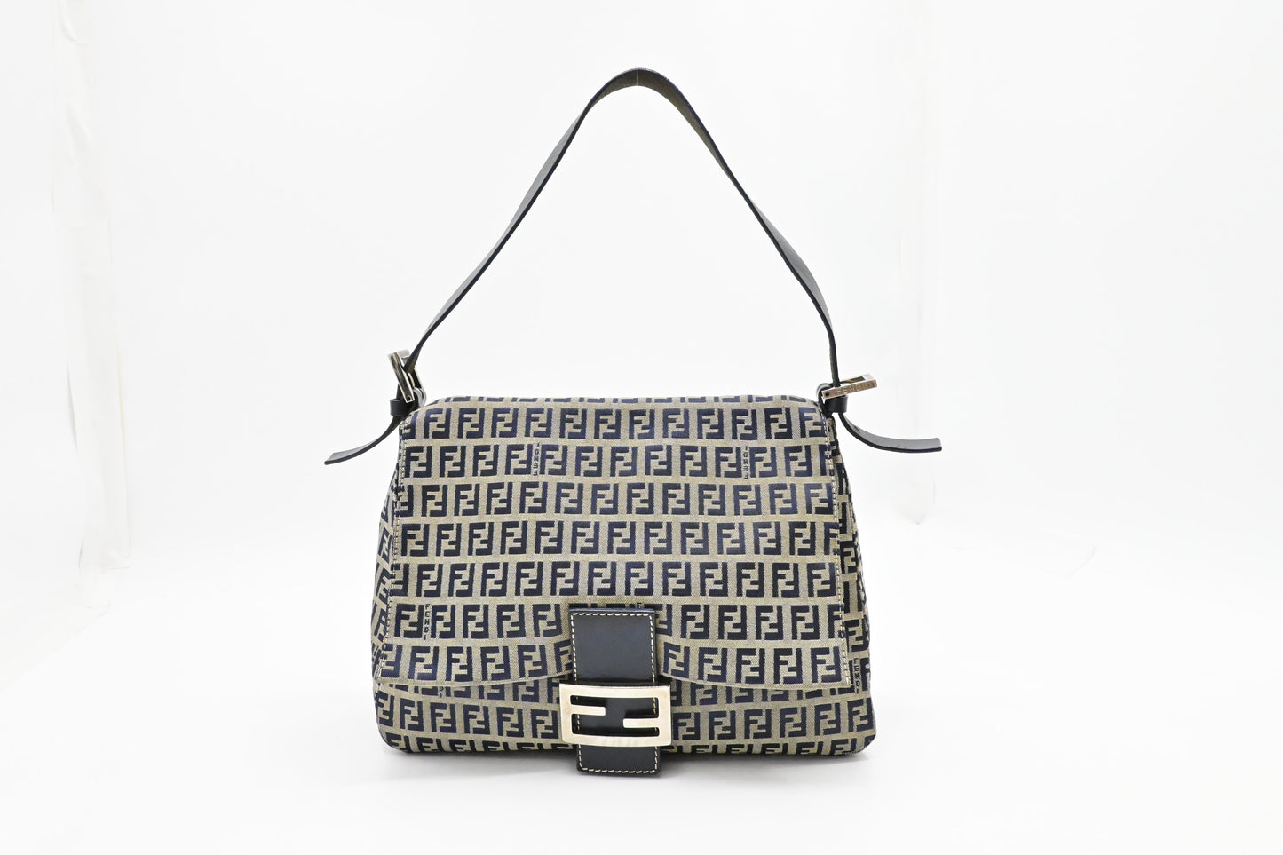 Fendi Mama Baguette in Navy Zucca Canvas