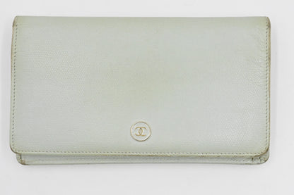 Chanel Bifold Long Wallet in Light Blue leather