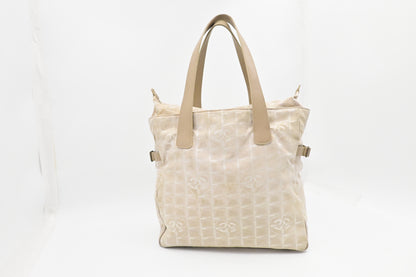 Chanel New Travel Line Zip Tote in Beige Canvas
