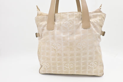 Chanel New Travel Line Zip Tote in Beige Canvas