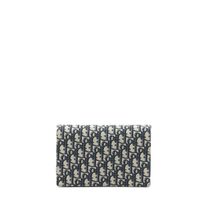 Dior Saddle Pouch With Chain Blue Dior Oblique Jacquard