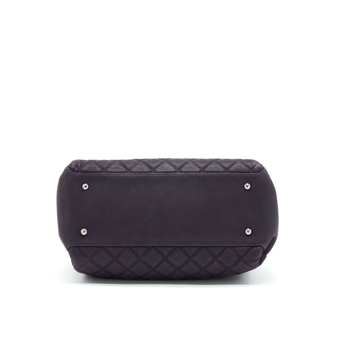 Chanel Flap Tote Bag With Chain Grained Calfskin Dark Purple SHW