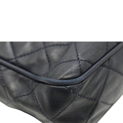 CHANEL Vintage Quilted Leather Camera Crossbody Bag Black