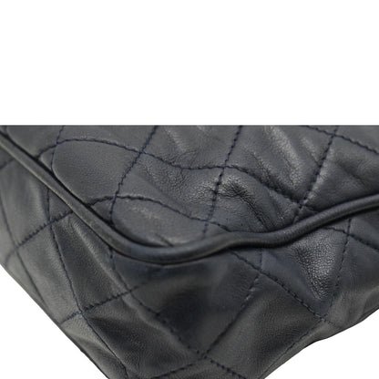 CHANEL Vintage Quilted Leather Camera Crossbody Bag Black