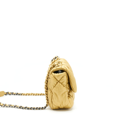 Chanel Small 19 Bag Limited Edition Lambskin Gold With Gold/Silver Hardware(Microchip)