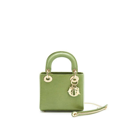 Dior Mini Lady Dior Lizard Light Green