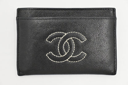 Chanel Card Case in Black Caviar Leather