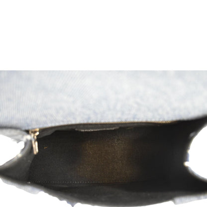 BALENCIAGA Small Hourglass Denim Top Handle Shoulder Bag Blue