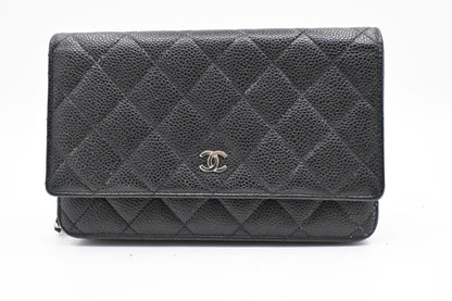 Chanel Wallet on Chain in Black MattelassÃÂ© Caviar Leather