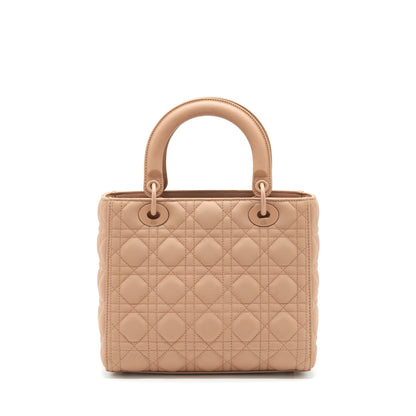 Dior Medium Lady Dior Blush Ultramatte Cannage Calfskin Purse