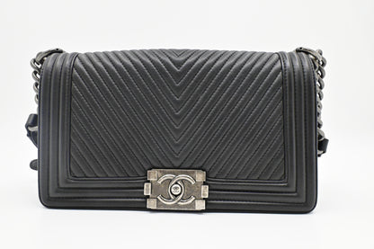 Chanel Old Medium Boy in Black Leather