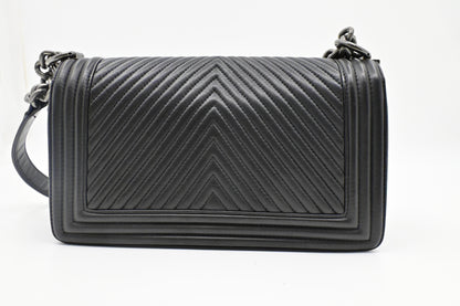 Chanel Old Medium Boy in Black Leather