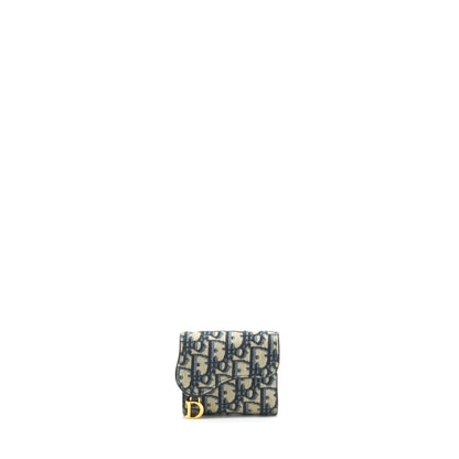 Dior Saddle Small Wallet Blue Oblique Canvas