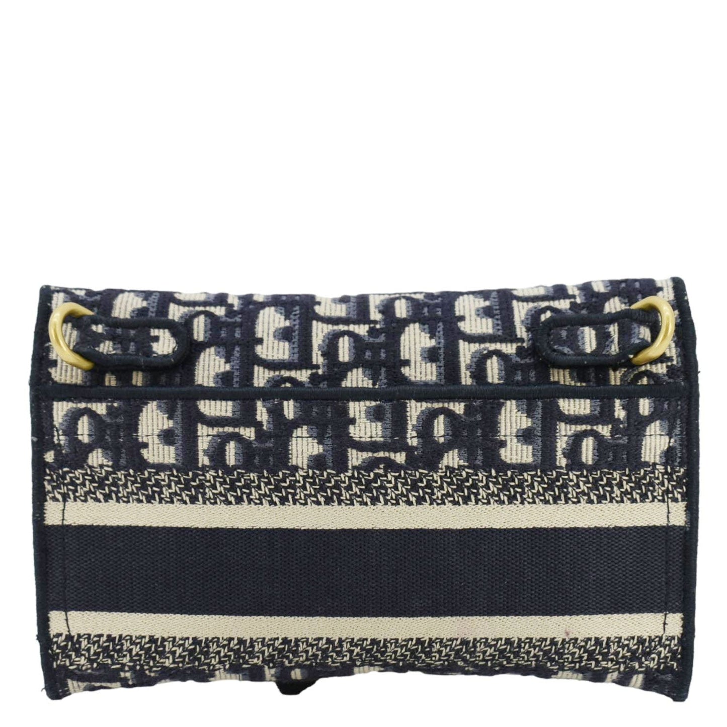 CHRISTIAN DIOR Saddle Slim Oblique Canvas Crossbody Bag Navy Blue