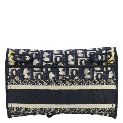 CHRISTIAN DIOR Saddle Slim Oblique Canvas Crossbody Bag Navy Blue