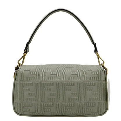 FENDI Baguette FF Canvas Chain Shoulder Bag Mint Green