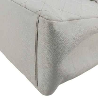 CHANEL Grand Shopping Quilted Caviar Leather GST Tote Bag White