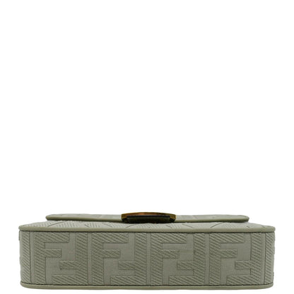 FENDI Baguette FF Canvas Chain Shoulder Bag Mint Green