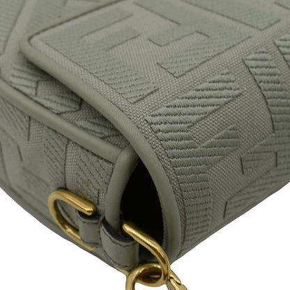 FENDI Baguette FF Canvas Chain Shoulder Bag Mint Green